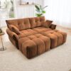 Cozy Plush 2 Seater Sofa Set With Ottomans And Throw Pillows - Burnt Orange - Image 12