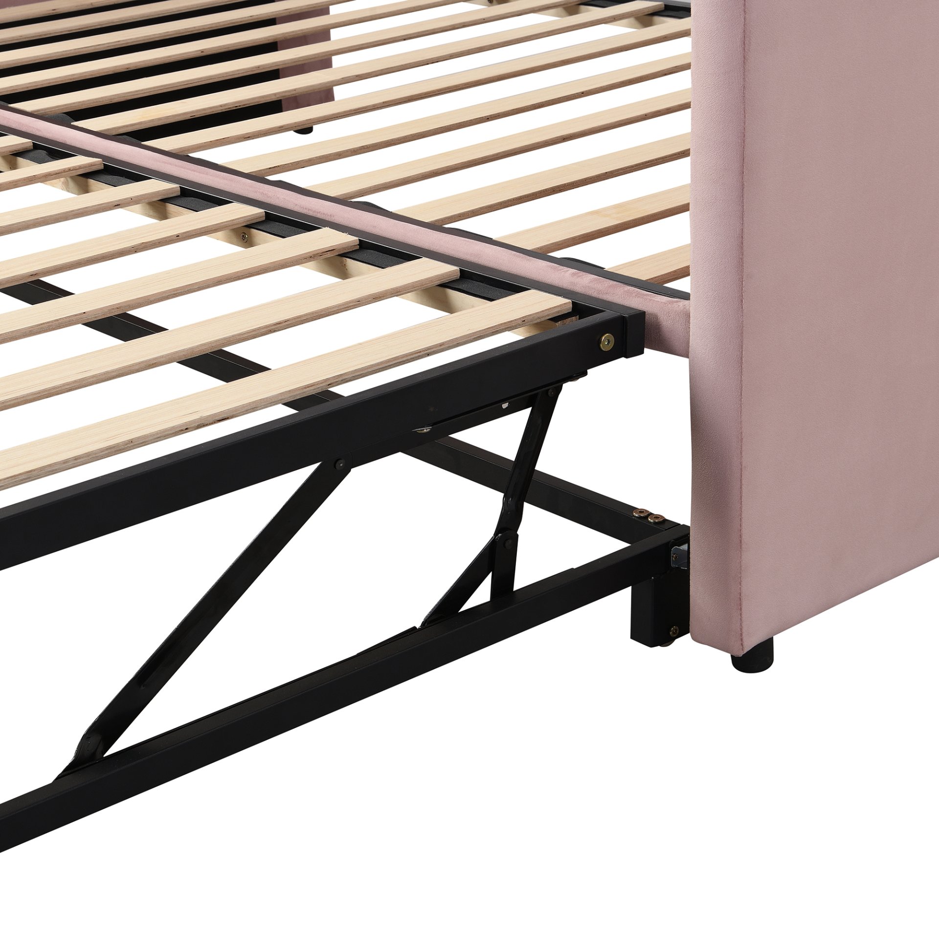 Twin Size Upholstered Daybed With Pop Up Trundle - Pink - Image 7