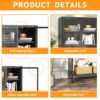 Heavy Duty Metal Storage Cabinet, Sideboards & Buffet, Display Storage Cabinet With Glass Doors And 2 Adjustable Shelves, Tall Bookcase Modern Bookshelf Cabinet For Home Office, Living Room - Black - Image 7