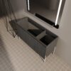 Modern Freestanding Bathroom Vanity With Storage Cabinet And Soft Close Doors - Dark Oak - Image 8