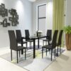 Modern 7 Piece Dining Table Set With Glass Top And Chairs - Black - Image 2