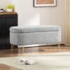 Upholstered Oval Storage Bench With Metal Legs - Gray - Image 5