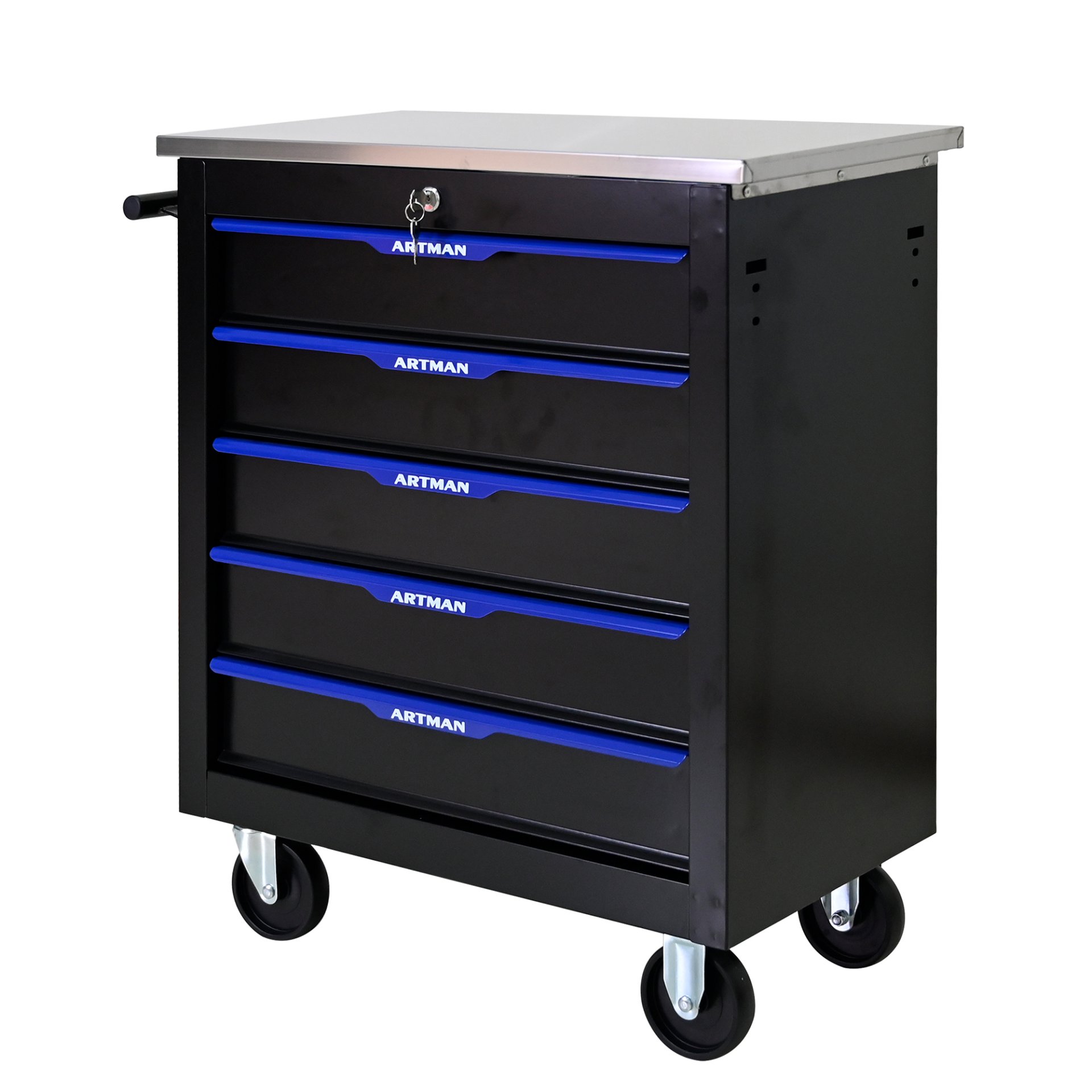 5 Drawer Multifunctional Tool Cart With Wheels - Black / Blue - Image 10