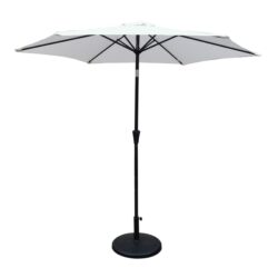 8.8' Outdoor Aluminum Patio Umbrella, Patio Umbrella, Market Umbrella With 42 Pounds Round Resin Umbrella Base, Push Button Tilt And Crank Lift - Creme