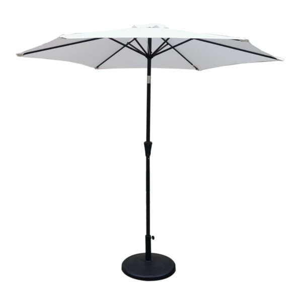 8.8' Outdoor Aluminum Patio Umbrella, Patio Umbrella, Market Umbrella With 42 Pounds Round Resin Umbrella Base, Push Button Tilt And Crank Lift - Creme