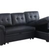 Lexi - Vegan Leather Modern Reversible Sleeper Sectional Sofa With Storage Chaise - Black - Image 2