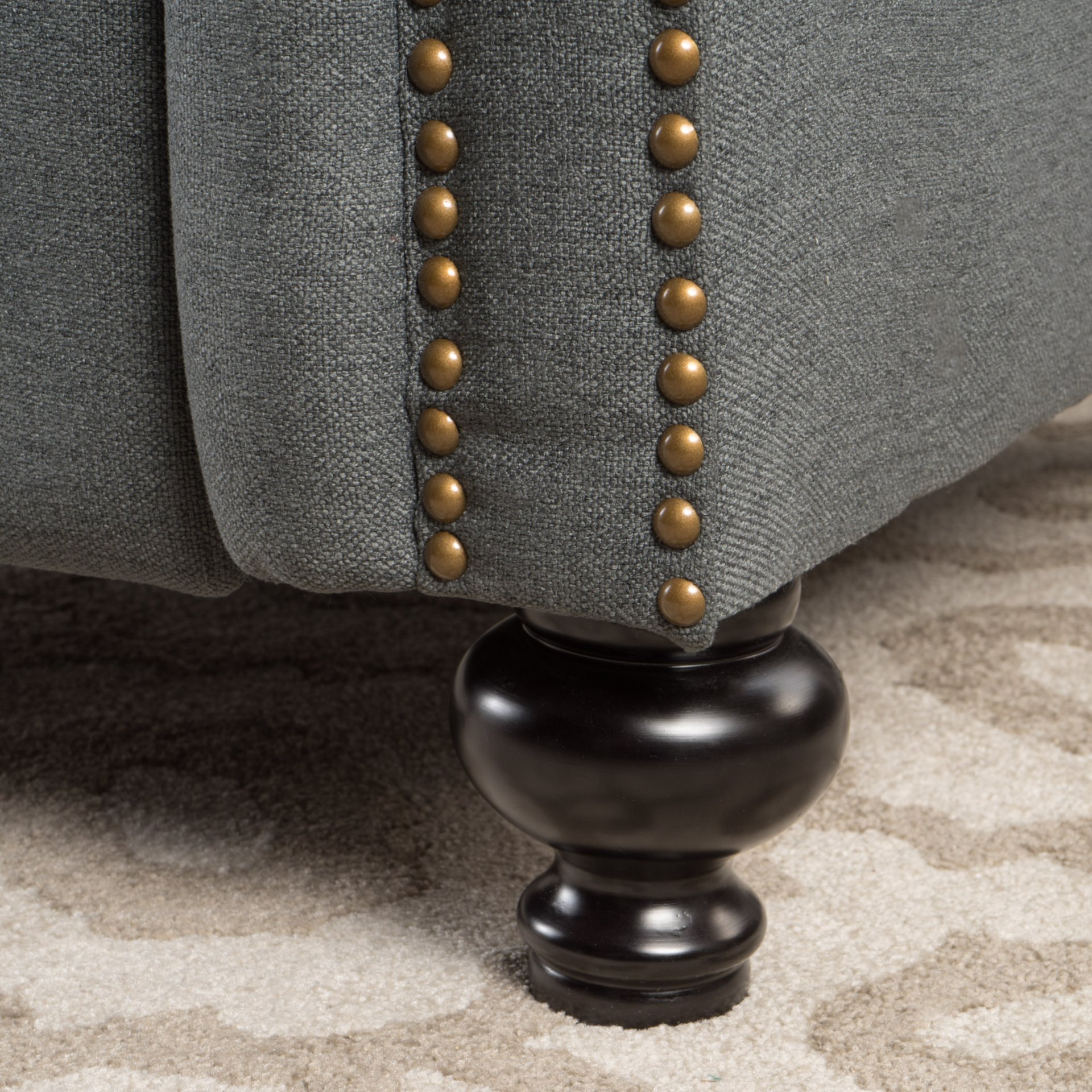 Accented Push Back Recliner Chair With Rolled Arms - Charcoal - Image 8