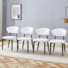 Minimalist Ergonomic Dining Chair With Curved Backrest, Metal Legs (Set of 4) - White / Black - Image 2
