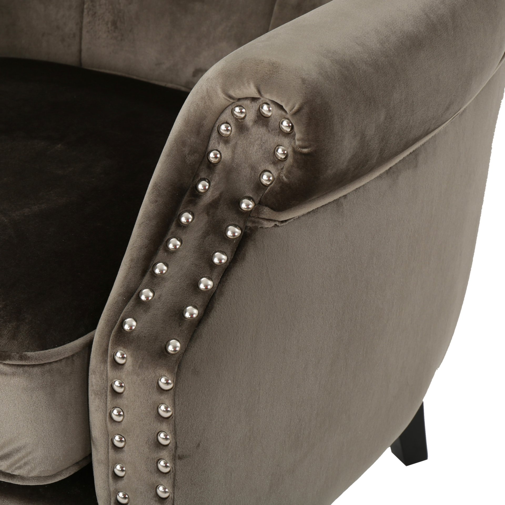 Elegant Velvet Club Chair With Handcrafted Details - Gray - Image 11