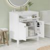 Bathroom Vanity With Ceramic Sink, Modern Single Bathroom Cabinet With 2 Doors And A Shelf, Soft Close Doors - White - Image 24