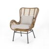 Outdoor Rattan Accent Chair With Metal Legs - Brown - Image 6