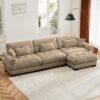 Super Comfort Oversized Modular Velvet Sectional Sofa With Movable Ottoman Convertible L Shaped Couch For Living Room - Camel - Image 6