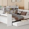 Full Size Daybed With 3 Drawers USB Ports And Desk - White - Image 16