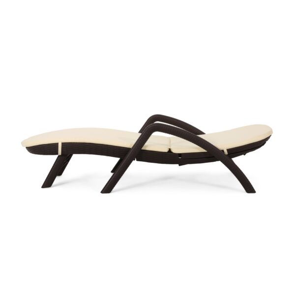 Mikael - Wicker Like Chaise Lounge With Cushion For Outdoor Relaxation - Dark Brown