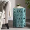Galore - Side Table With Sunburst Cut Out Design - Teal - Image 5