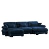 Modern U Shape Modular Sectional Sofa Couch With 2 Movable Ottomans 3 Seat Corner Sofa With Pillows And Bolstered Armrests - Blue - Image 11