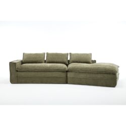 Modern Minimalist Modular Sectional Sofa Upholstered Cloud Couch With Deep Seats Fabric Right Facing Chaise - Green