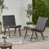 Lounge Chair With Stunning Rope Weave Design, (Set of 2) - Black - Image 2