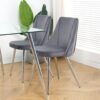 Modern Velvet Dining Chairs, Upholstered Accent Chairs With Chrome Legs For Home And Kitchen - Gray - Image 6