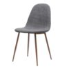 Mid Century Dining Chair (Set of 2) With Fabric Upholstery, Dark Walnut Metal Legs - Light Gray - Image 6