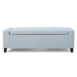 Stylish Guernsey Ottoman With Storage Function - Light Sky