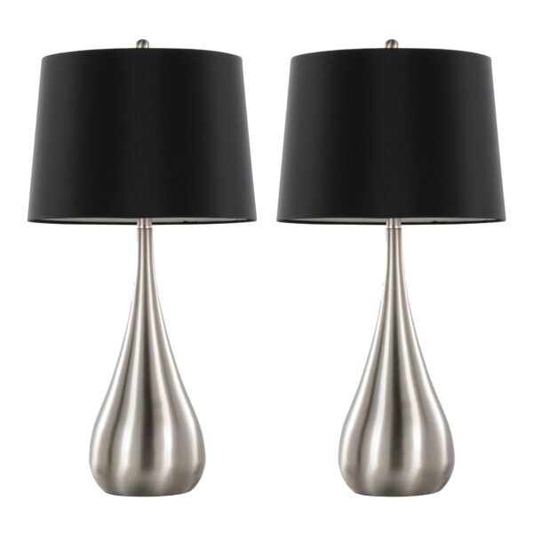 Pebble - Contemporary Table Lamp (Set of 2) - Nickel / Black