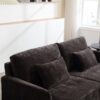 Mid Century Modern Chenille Fabric Loveseat Sofa With Brown Wood Feet, 2 Seat Upholstered Couch For Living Room Or Bedroom - Black - Image 10