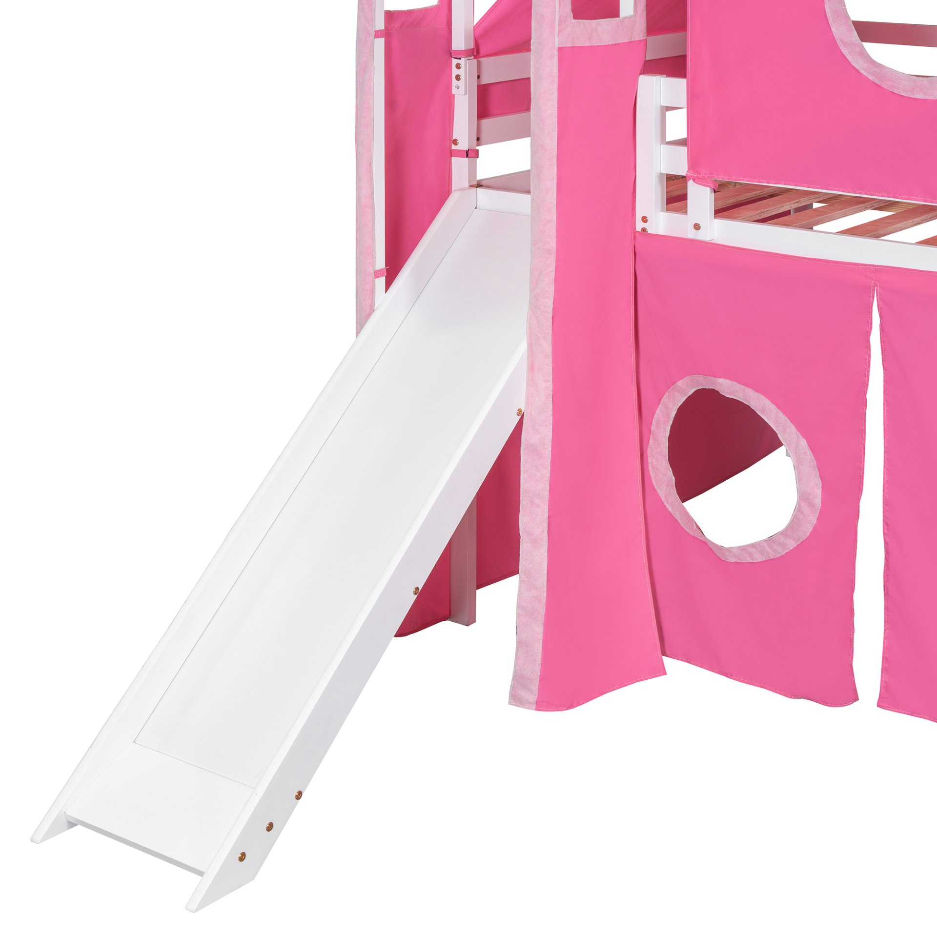 Full Size Loft Bed With Tent And Tower - Pink - Image 13