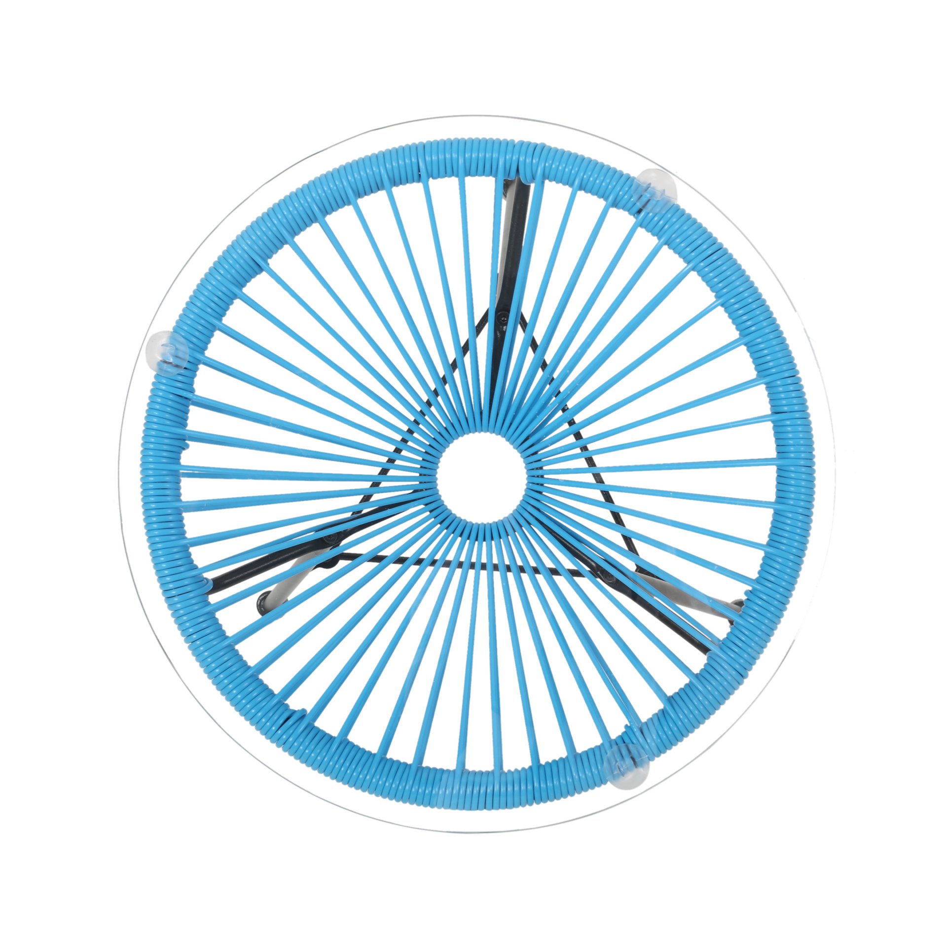 Nusa - Modern Rattan Side Table With Tempered Glass Top - Blue - Image 7