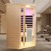 Low Emf Front Door With Heating Panel 2 Persons Hemlock Far Infrared Corner Indoor Sauna Room - Natural - Image 4