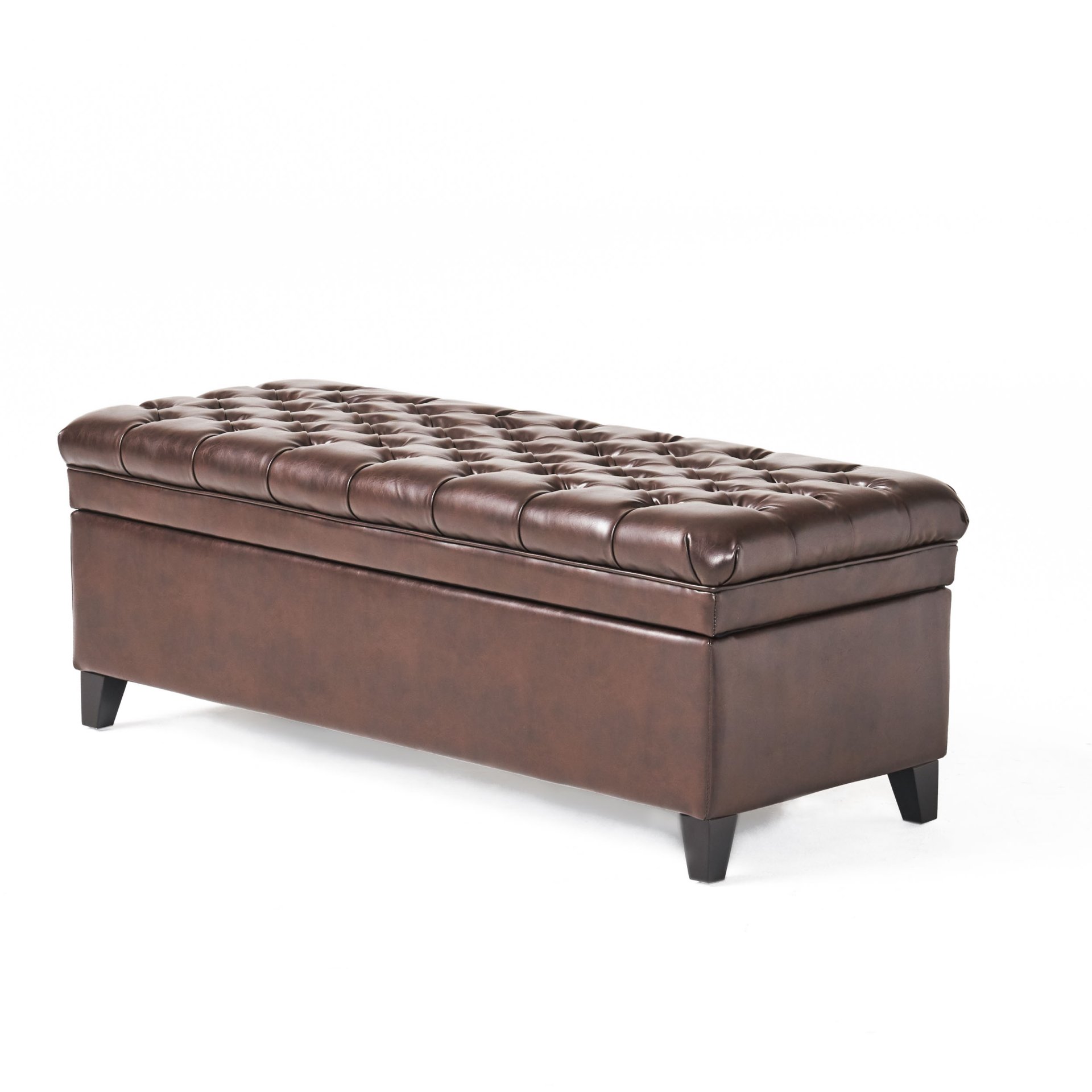 Cancia - Wide Tufted Rectangle Storage Ottoman - Brown - Image 7