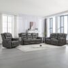 Home Theater Recliner Set Manual Recliner Chair With Wide Armrest, Two Built-In Cup Holders For Living Room - Gray - Image 2