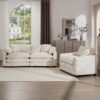 Modern Fabric Living Room Sofa 2 Pieces Set With 8 Cushions Corduroy Upholstery, Large Deep Seat - Beige - Image 11