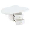 Cloud - Coffee Table (Set of 3), Irregular Shape Coffee Table With 2 Drawers, 2 Small Stools For Living Room - White - Image 13