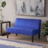 Contemporary Loveseat With Upholstered Fabric And Birch Wood Legs - Navy Blue - Image 4