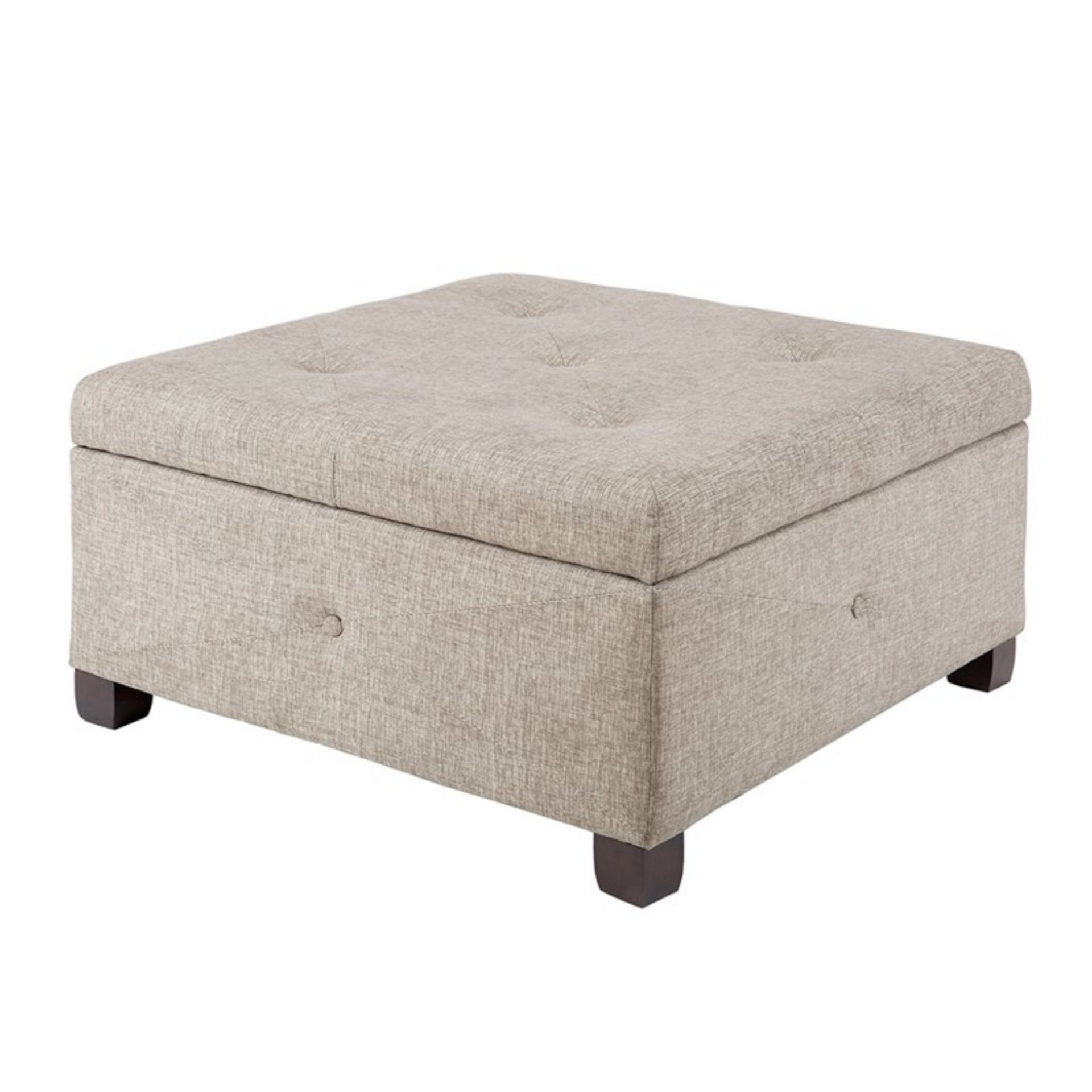 Aspen - Soft Close Storage Ottoman Sand Square Design - Sand - Image 4
