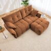 Modern Fabric 2 Seater Sofa With Ottoman Minimalist Design Ideal For Living Room - Burnt Orange - Image 4