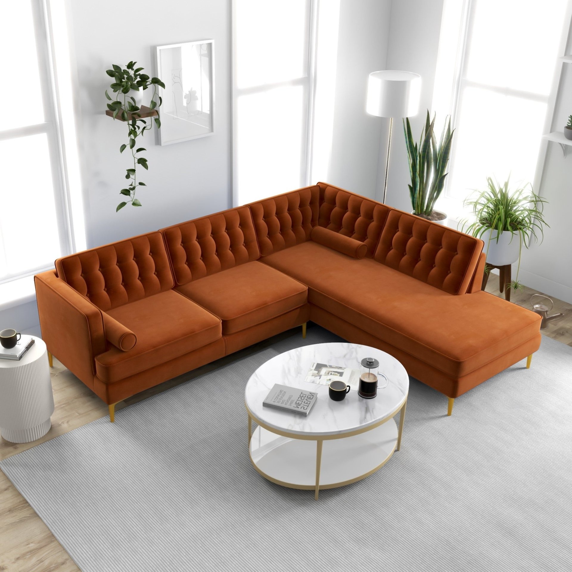Brooke - Sectional Sofa Right Facing - Orange - Image 11