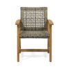 Outdoor Dining Chair (Set of 2), Teak Acacia Wood Frame - Natural Stained - Image 7