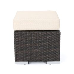 Santa Rosa - Outdoor Ottoman With Water Resistant Cushion - Multi Brown / Beige