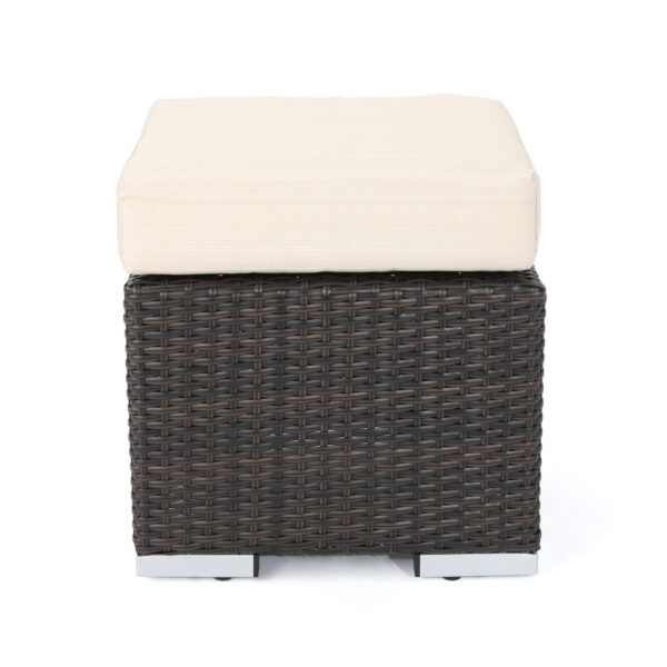 Santa Rosa - Outdoor Ottoman With Water Resistant Cushion - Multi Brown / Beige