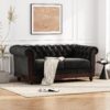 Chesterfield Velvet Loveseat Sofa, 2 Person Rolled Arm Upholstered Couch - Black - Image 2