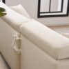 Ly 029B Convertible Chaise Sectional Sofa Full Compression Sponge Modular Couch Cloud 3 Seater Wood Grain Chenille 2 Pillows - Antique White - Image 12