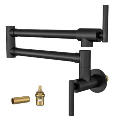Design Wall Mount Pot Filler Faucet Folding Stretchable - Black