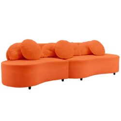 Modern Living Room Sofa Lamb Velvet Upholstered Couch Furniture For Home Or Office - Orange