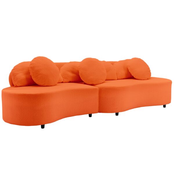Modern Living Room Sofa Lamb Velvet Upholstered Couch Furniture For Home Or Office - Orange