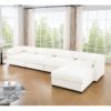 Modular Sectional Sofa With Storage, Cylindrical Support Chenille 4 Seat L Shaped Design - White - Image 5