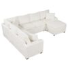 Sectional Sofa Pull-Out Sofa Bed Sleeper With A Storage Ottoman, Three Pillows And Charging Devices For Living Room - Cream - Image 20