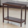 Workstation For Garden Balcony Garage, Acacia Console Potting Table - Brown - Image 5