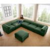 Large Modular Sectional Sofa With Storage Cylindrical Backrest And Armrests 6 Seats Chenille - Green - Image 7